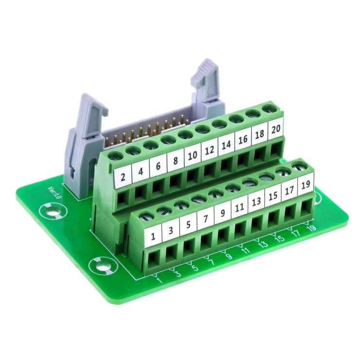 GK-11811 IDC 20 aansluitblok - 20-pins IDC-aansluiting naar 10-polige schroefklem - printplaatuitvoering