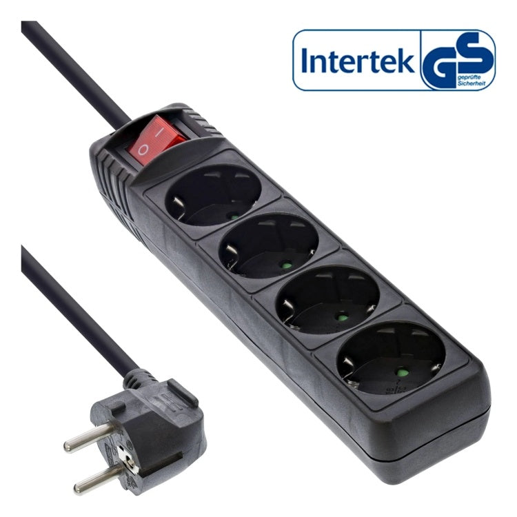 GK-11816 1,5 meter Stekkerdoos met 4 contacten en schakelaar - zwart