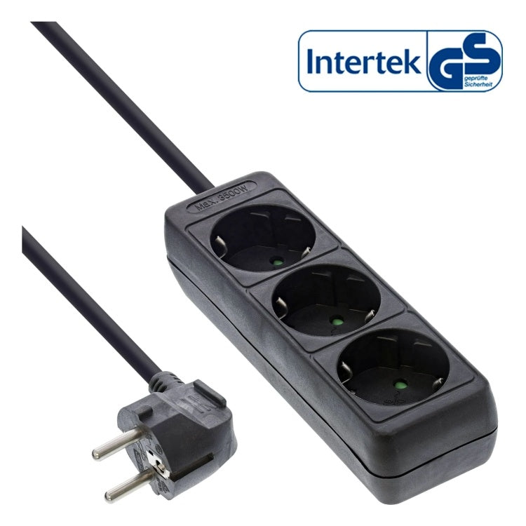 GK-11821 1,5 meter Stekkerdoos met 3 contacten - zwart