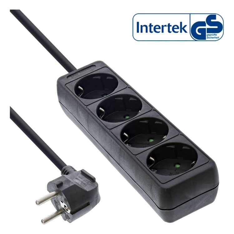 GK-11825 3 meter Stekkerdoos met 4 contacten - zwart