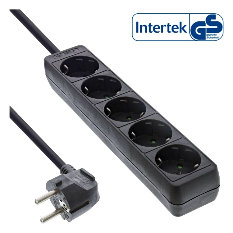 GK-11827 1,5 meter Stekkerdoos met 5 contacten - zwart