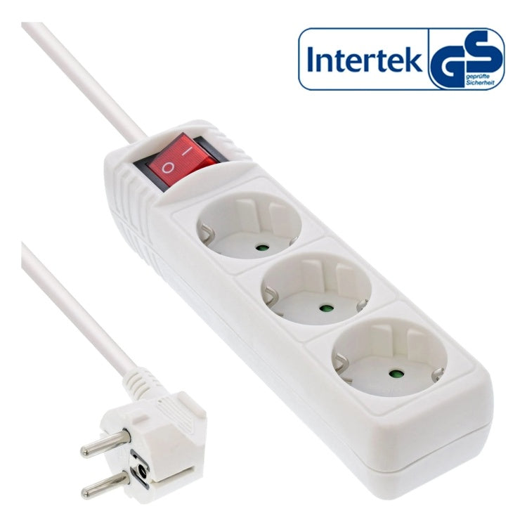 GK-11830 3 meter Stekkerdoos met 3 contacten en schakelaar - wit