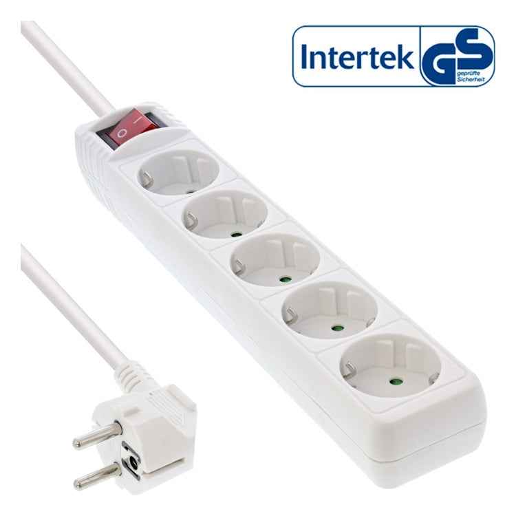 GK-11835 1,5 meter Stekkerdoos met 5 contacten en schakelaar - wit