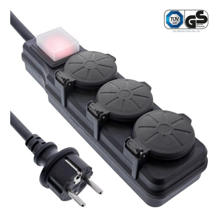 GK-11846 3 meter IP44 Outdoor stekkerdoos met 3 contacten en schakelaar - Zwart