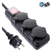 GK-11848 10 meter IP44 Outdoor stekkerdoos met 3 contacten en schakelaar - Zwart