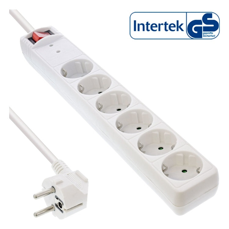 GK-11855 1,5 meter Stekkerdoos met 6 contacten en overspanningsbeveiliging - wit