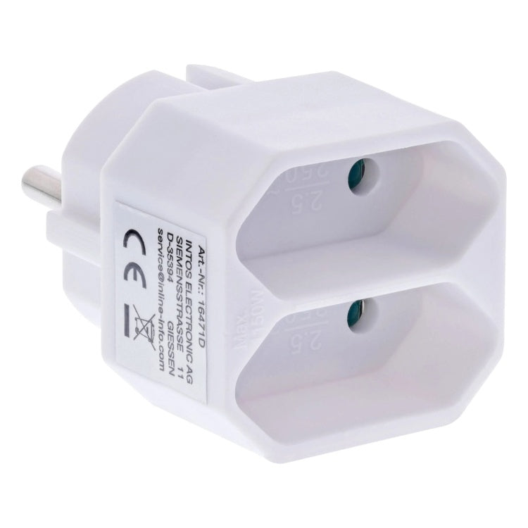 GK-11860 Stopcontactadapter - geaarde stekker naar 2x Euro-stopcontact - wit
