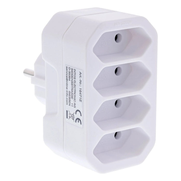 GK-11862 Stopcontactadapter - geaarde stekker naar 4x Euro-stopcontact - wit