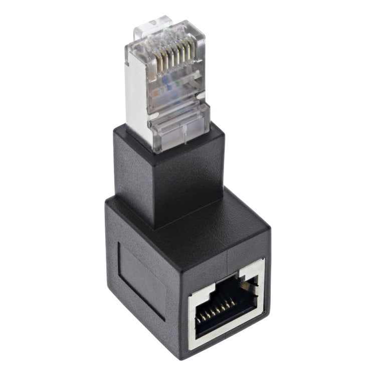 GK-11936 RJ45 haakse netwerkadapter Cat.6A RJ45 male naar RJ45 female 90° omlaag