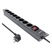 GK-12013 2 meter 19 inch stekkerdoos 8-voudig met schakelaar - zwart
