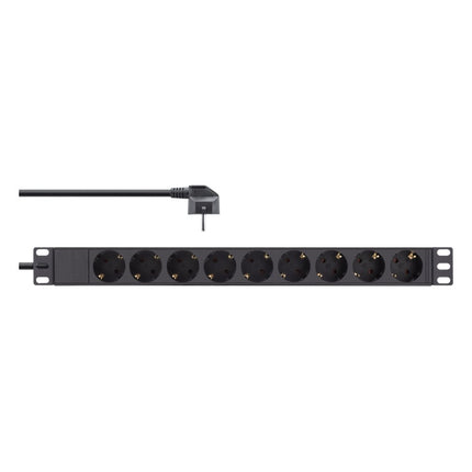 GK-12014 2 meter 19 inch stekkerdoos 9-voudig - zwart