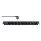 GK-12014 2 meter 19 inch stekkerdoos 9-voudig - zwart