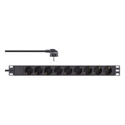 GK-12014 2 meter 19 inch stekkerdoos 9-voudig - zwart