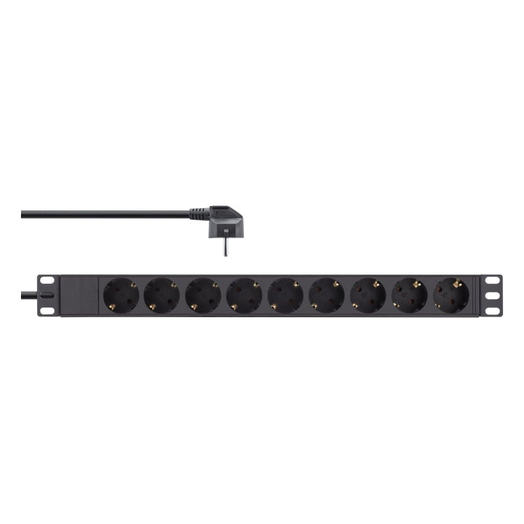 GK-12014 2 meter 19 inch stekkerdoos 9-voudig - zwart