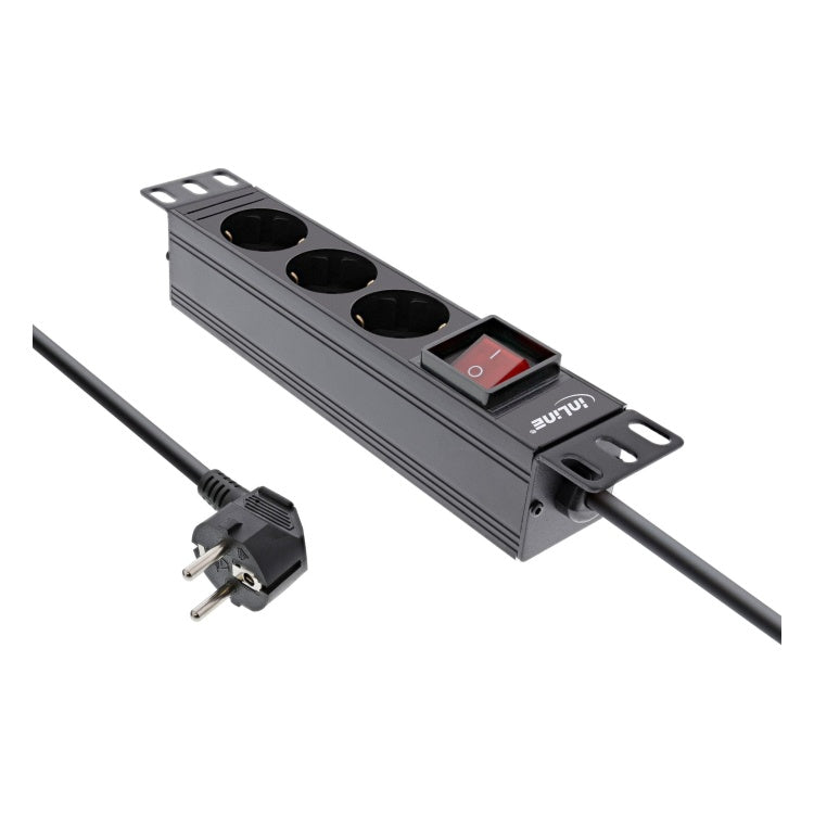 GK-12022 2 meter 10 inch Stekkerdoos 3-voudig - Met schakelaar - Zwart
