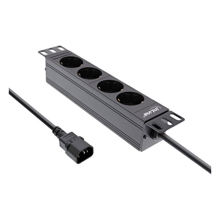 GK-12024 2 meter 10 inch Stekkerdoos 4-voudig - IEC C14 - Zwart