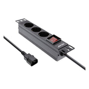 GK-12025 2 meter 10 inch Stekkerdoos 3-voudig - IEC C14 - Met schakelaar - Zwart