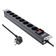 GK-12027 2 meter 19 inch Stekkerdoos 8-voudig - Met schakelaar - Zwart