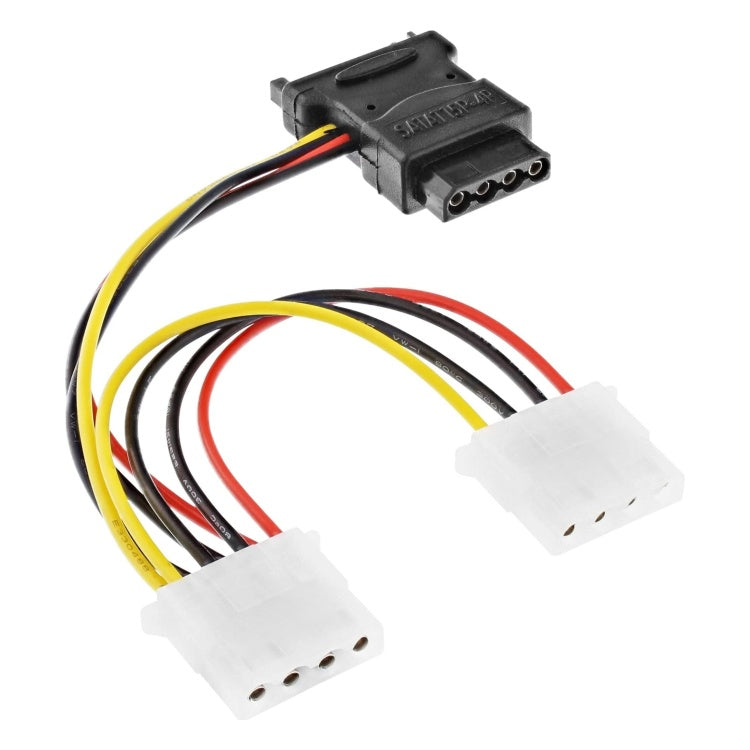 GK-12036 15 cm SATA-voedingskabel - SATA (mannelijk) naar 3× Molex (vrouwelijk) splitter