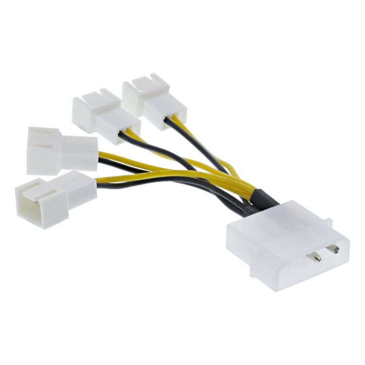 GK-12056 5 cm Voedingsadapterkabel Molex naar 4x 3-pins ventilator