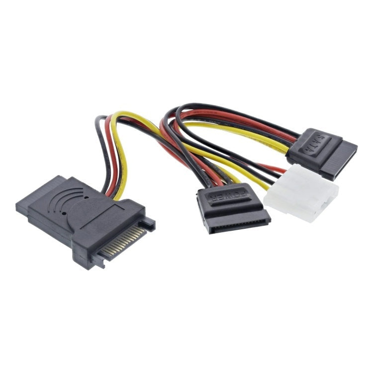 GK-12062 15 cm SATA-voedingssplitter met 2x SATA en 1x 4-pins Molex