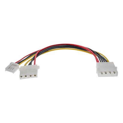 GK-12074 20 cm interne voedings Y-kabel, Molex 4-pins naar Molex + Floppy voeding