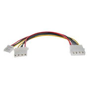 GK-12074 20 cm interne voedings Y-kabel, Molex 4-pins naar Molex + Floppy voeding