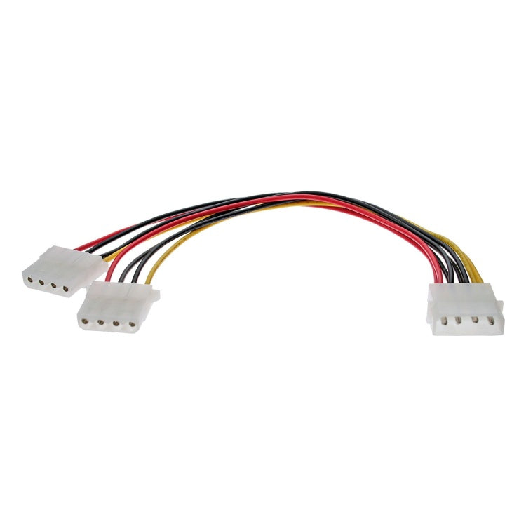 GK-12076 20 cm interne Molex voedings Y-kabel, 1x Molex female naar 2x Molex male