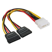 GK-12081 20 cm interne voedings Y-kabel, 1x 5,25 inch male naar 2x SATA female