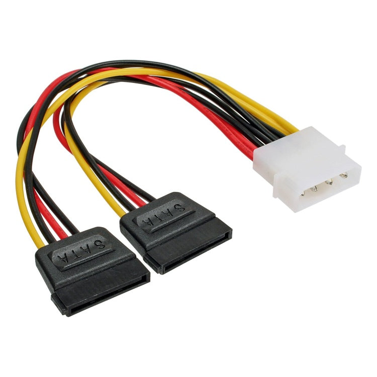 GK-12081 20 cm interne voedings Y-kabel, 1x 5,25 inch male naar 2x SATA female