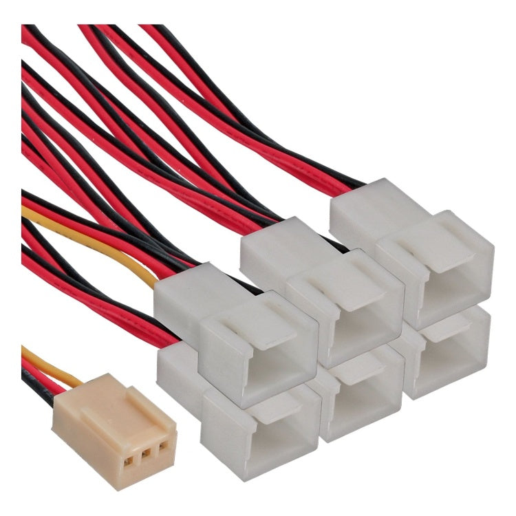GK-12086 15 cm 3-pin Molex Fan Adapter Kabel Y-Splitte - 1 naar 6 ventilatoraansluitingen