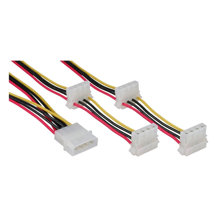 GK-12096 45 + 55 cm 4-pin Molex Voedingssplitter - 1x Male naar 4x Female Haaks