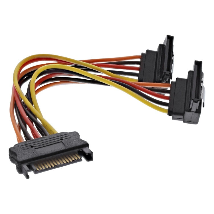 GK-12097 15 cm SATA Voedingssplitter Y-kabel met Vergrendeling - 1x SATA Female naar 2x SATA Male Haaks
