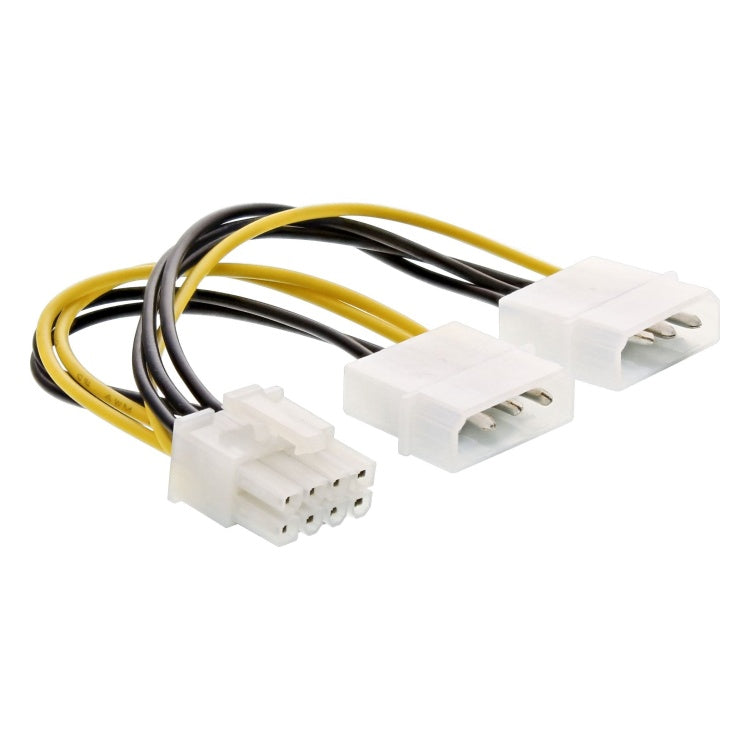 GK-12104 15 cm Voedingsadapterkabel - 2x 4-pins Molex male naar 8-pins PCIe male