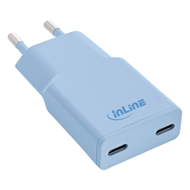 GK-12109 30W GaN USB-C oplader met 2x USB-C Power Delivery/PPS - IJsblauw