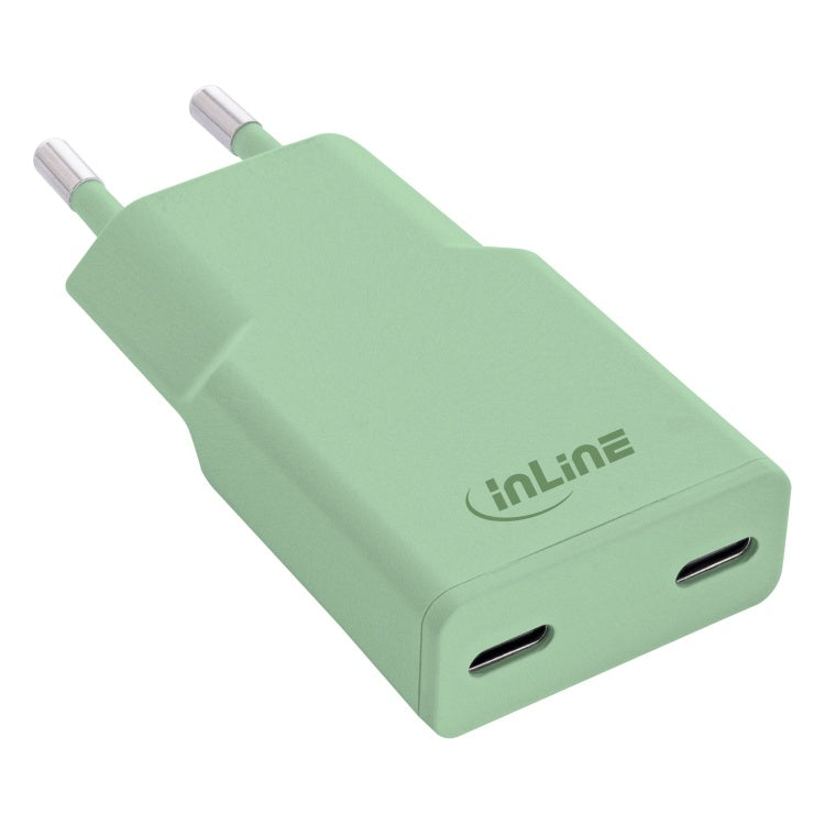 GK-12110 30W GaN USB-C oplader met 2x USB-C Power Delivery/PPS - licht groen