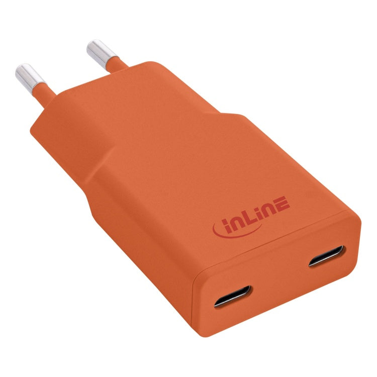 GK-12111 30W GaN USB-C oplader met 2x USB-C Power Delivery/PPS - oranje