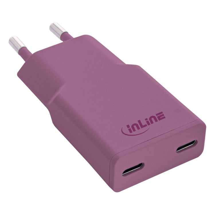 GK-12113 30W GaN USB-C oplader met 2x USB-C Power Delivery/PPS - paars