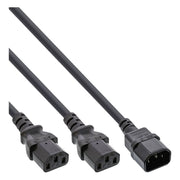 GK-12131 1 meter IEC-C14 naar 2x IEC-C13 Y-stroomkabel - zwart