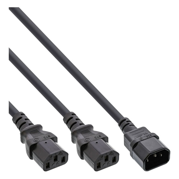 GK-12134 5 meter IEC-C14 naar 2x IEC-C13 Y-stroomkabel - zwart