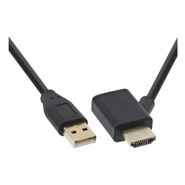 GK-12155 50 cm HDMI-adapter M/V met USB-A-voedingsinjector - Zwart
