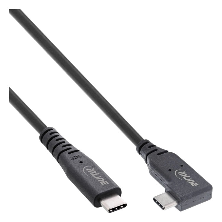 GK-12162 1,5 meter USB4 USB-C kabel - USB-C male naar haakse USB-C male - 40 Gbit/s - 240 W - 8K@60Hz - zwart - verguld