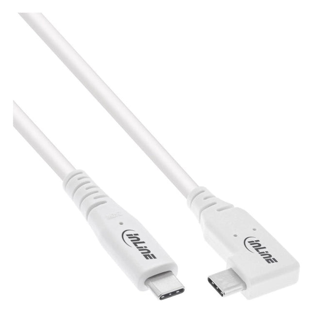 GK-12164 50 cm USB4 USB-C kabel - USB-C male naar haakse USB-C male - 40 Gbit/s - 240 W - 8K@60Hz - wit - verguld