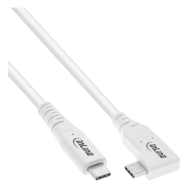 GK-12166 1,5 meter USB4 USB-C kabel - USB-C male naar haakse USB-C male - 40 Gbit/s - 240 W - 8K@60Hz - wit - verguld