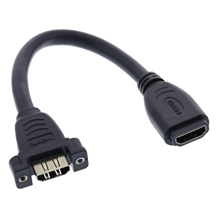 GK-12209 20 cm HDMI-adapterkabel Type A vrouwelijk/vrouwelijk met flens - verguld - 4K/60Hz - zwart