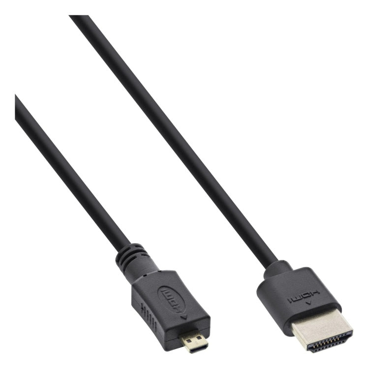 GK-12224 1 meter Dunne Micro HDMI naar HDMI kabel - HDMI 2.0b - 4K 60Hz - zwart
