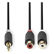 GK-12256 20 cm 3,5 mm jack naar 2x RCA (tulp) stereo adapterkabel - zwart - verguld