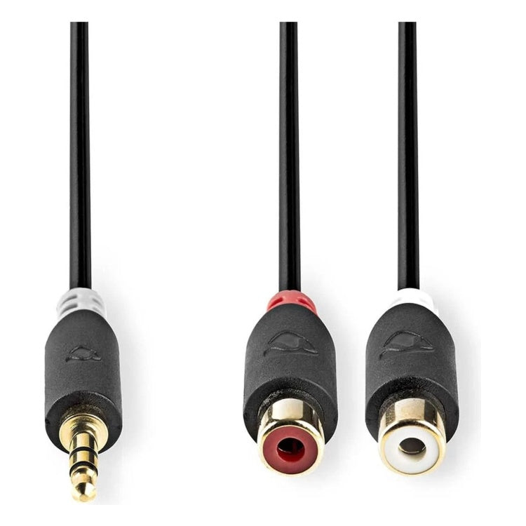 GK-12256 20 cm 3,5 mm jack naar 2x RCA (tulp) stereo adapterkabel - zwart - verguld