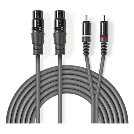 GK-12264 1,5 meter XLR naar 2x RCA Audiokabel met Koperen Aders - XLR 3-pins vrouwelijk naar 2x RCA mannelijk