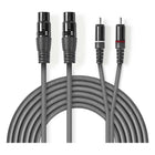 GK-12265 3 meter XLR naar 2x RCA Audiokabel met Koperen Aders - XLR 3-pins vrouwelijk naar 2x RCA mannelijk